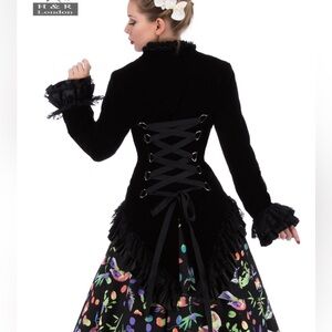 H&R London Black Lace-Up Women's Jacket 10 EUC